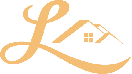 Cursive L with house icon in gold color